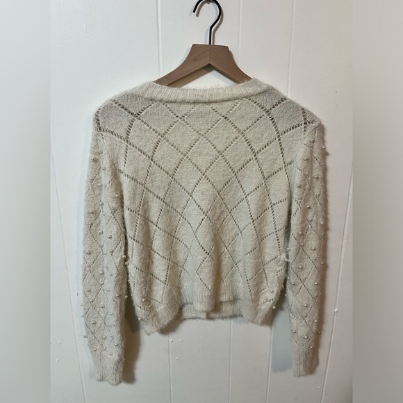 Debut Fuzzy Cream Cardigan Pearl Beading - Picture 2 of 5